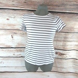 Talbots women's small white w/ black stripes tee blouse